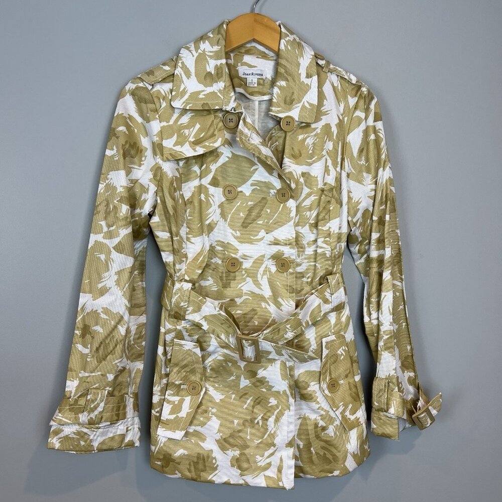 Joan Rivers Raincoat Short Trench Jacket Size Small Double Breasted Belt NWOT - Picture 2 of 16